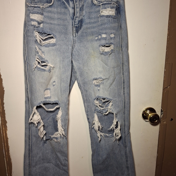 Flying Monkey Light Blue Distressed Boyfriend Jeans - Picture 2 of 5